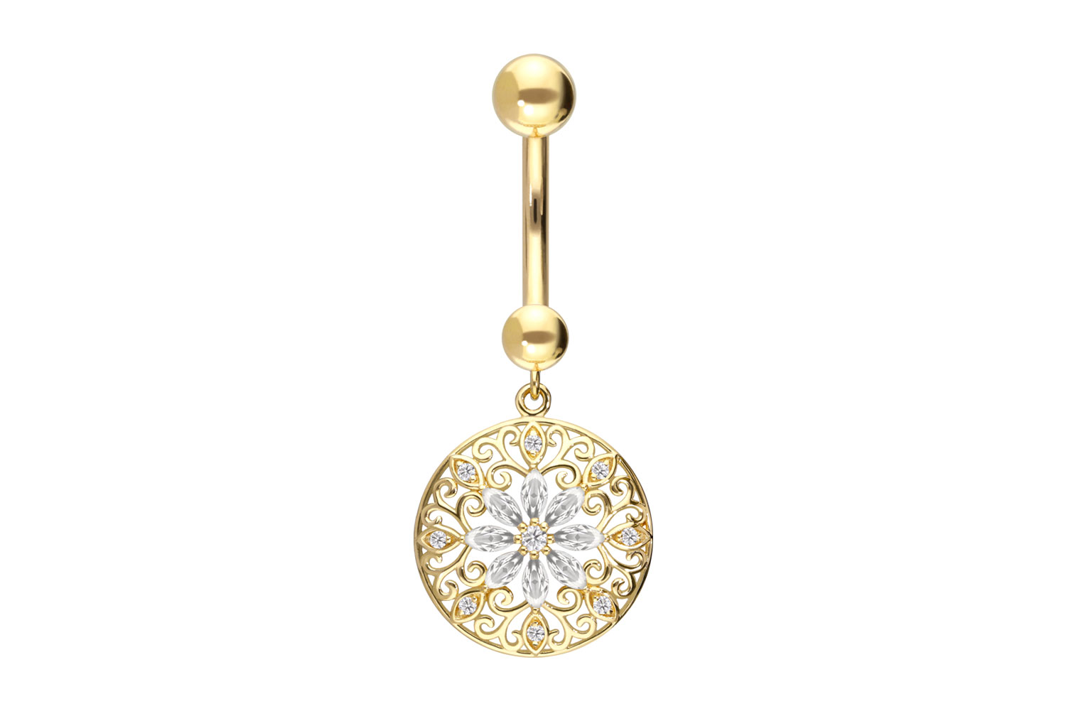 18 Karat Gold Bananabell Piercing MOISSANIT-BLUME + MANDALA